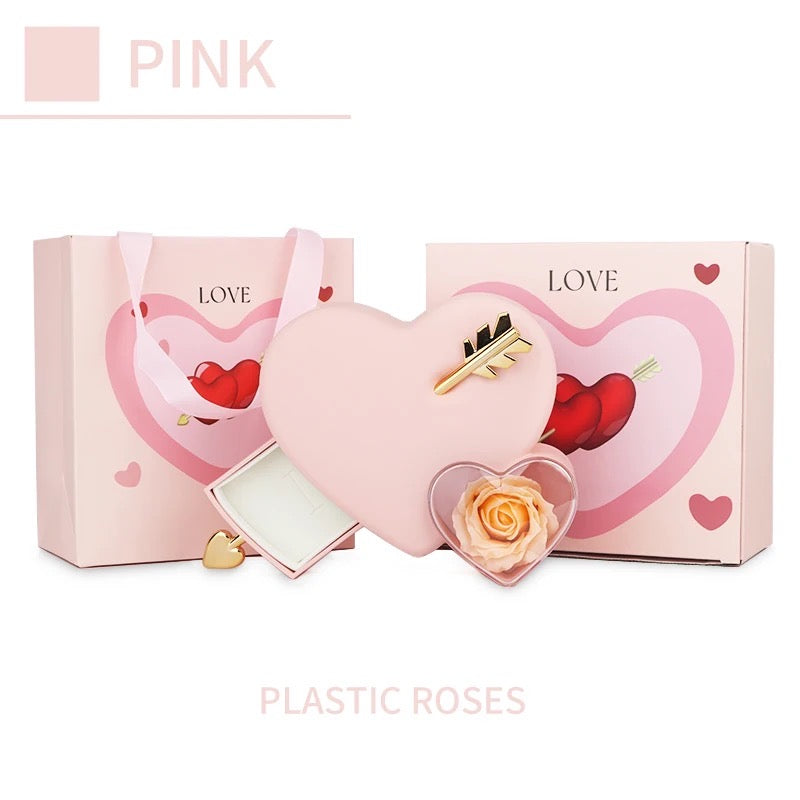 Twin heart  forever rose box & ring