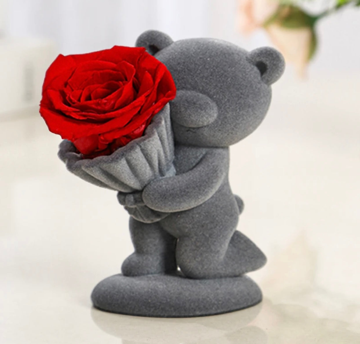 Teddy Bear with Forever Rose