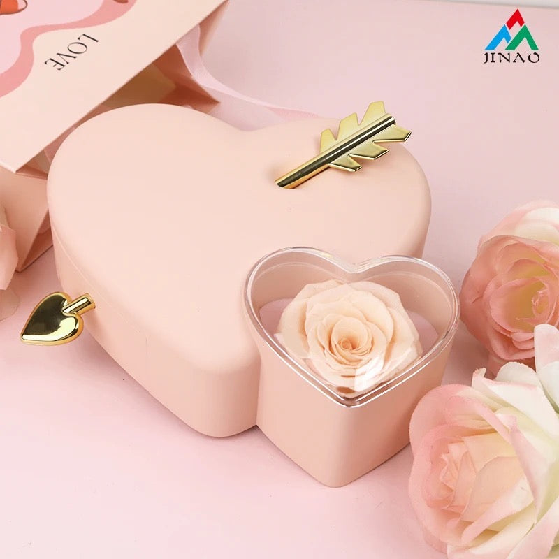 Twin heart  forever rose box & ring