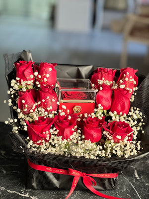Forever rose & red roses - Bae3at Elward flower shop 