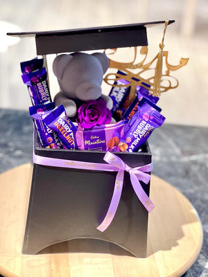 Graduation Box with Purple Forever RoseTeddy bear