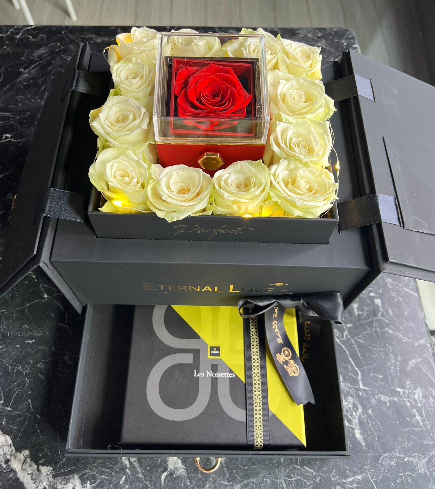 Forever Red Rose with Flower & Chocolate Patchi