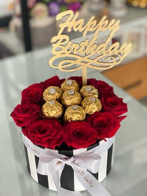 Round flower box with Ferrero Rocchio