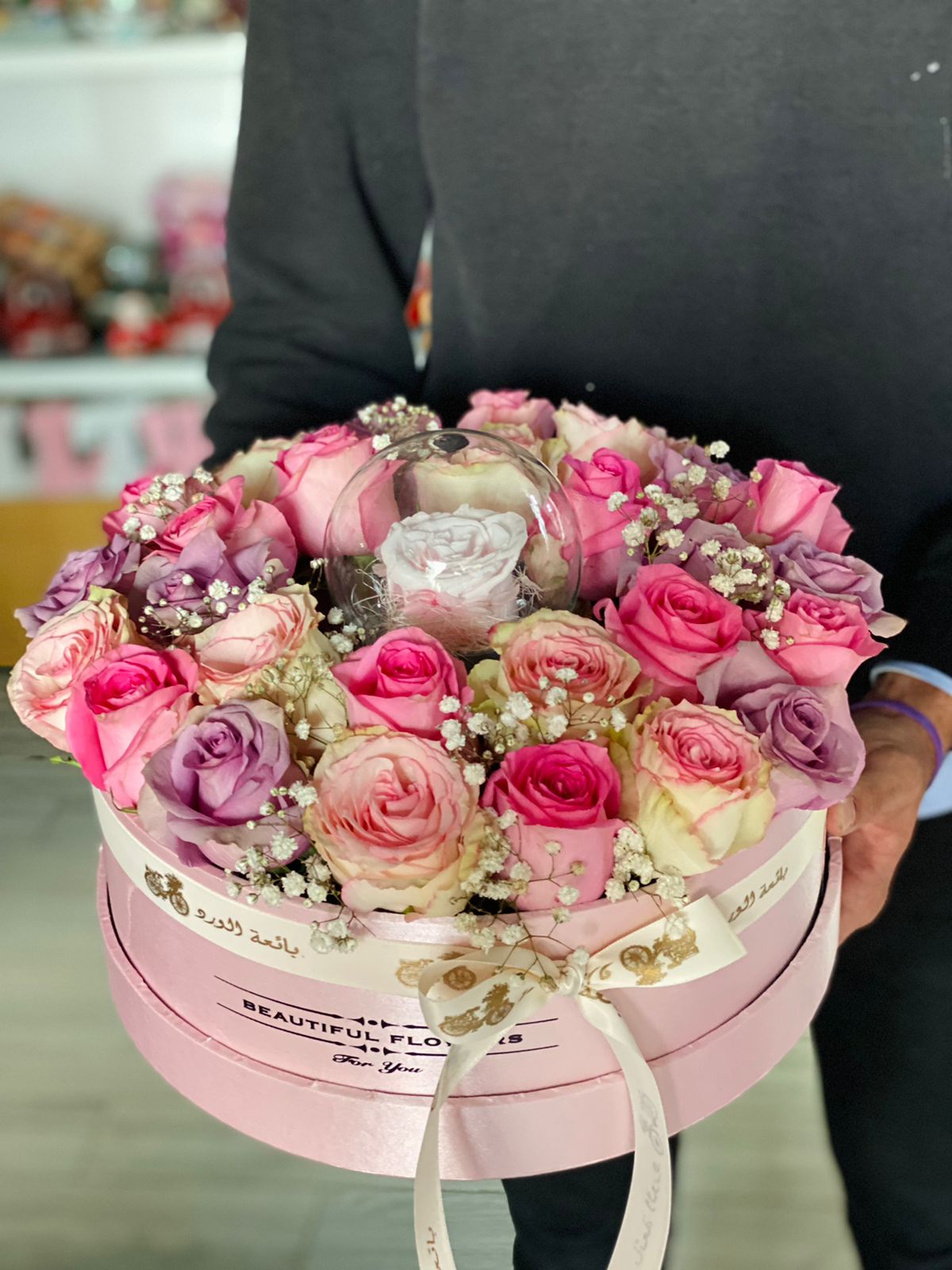 Natural Flower box with Forever Rose