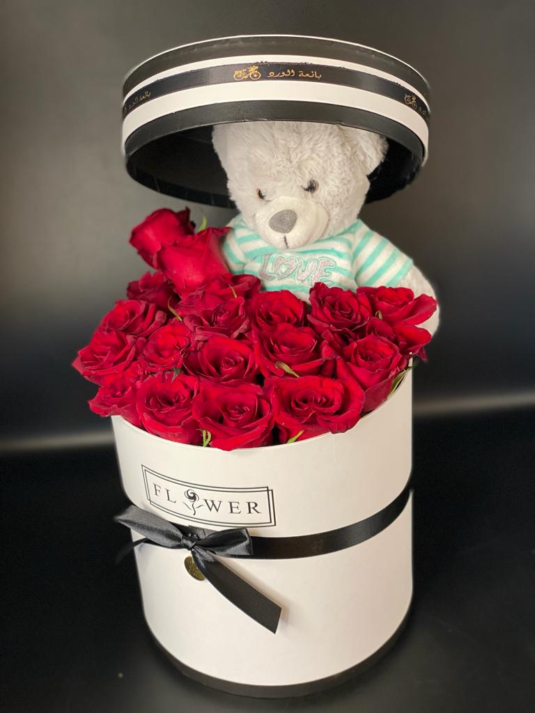Flower box with Teddy Bear
