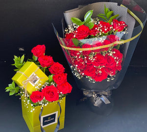 Patchi & Red Roses Bouquet - Bae3at Elward flower shop 