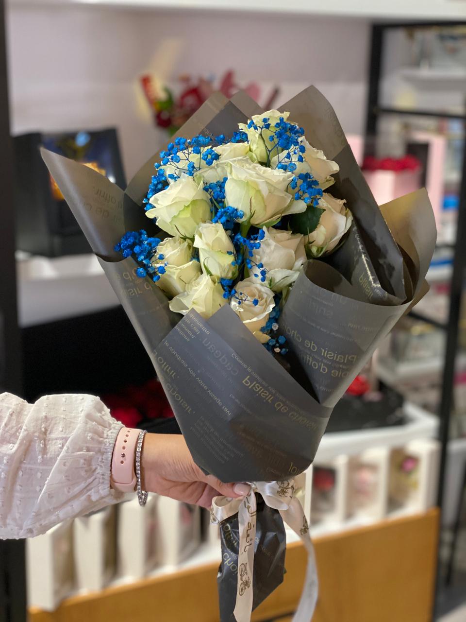 Blue Baby Roses  Bouquet - Bae3at Elward flower shop 